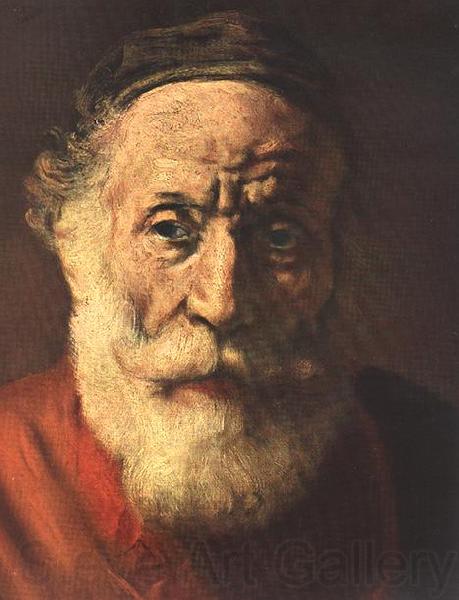 REMBRANDT Harmenszoon van Rijn Portrait of an Old Man in Red (detail) Norge oil painting art
